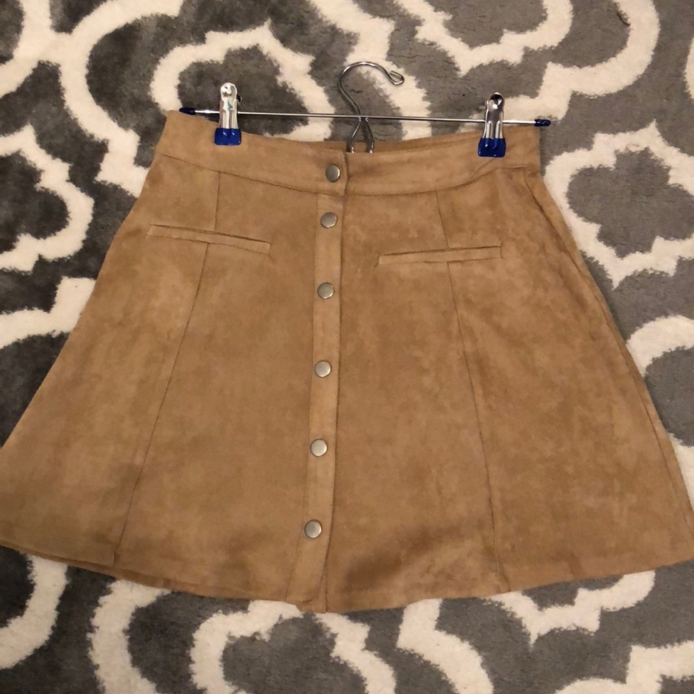 Suede mini skater skirt